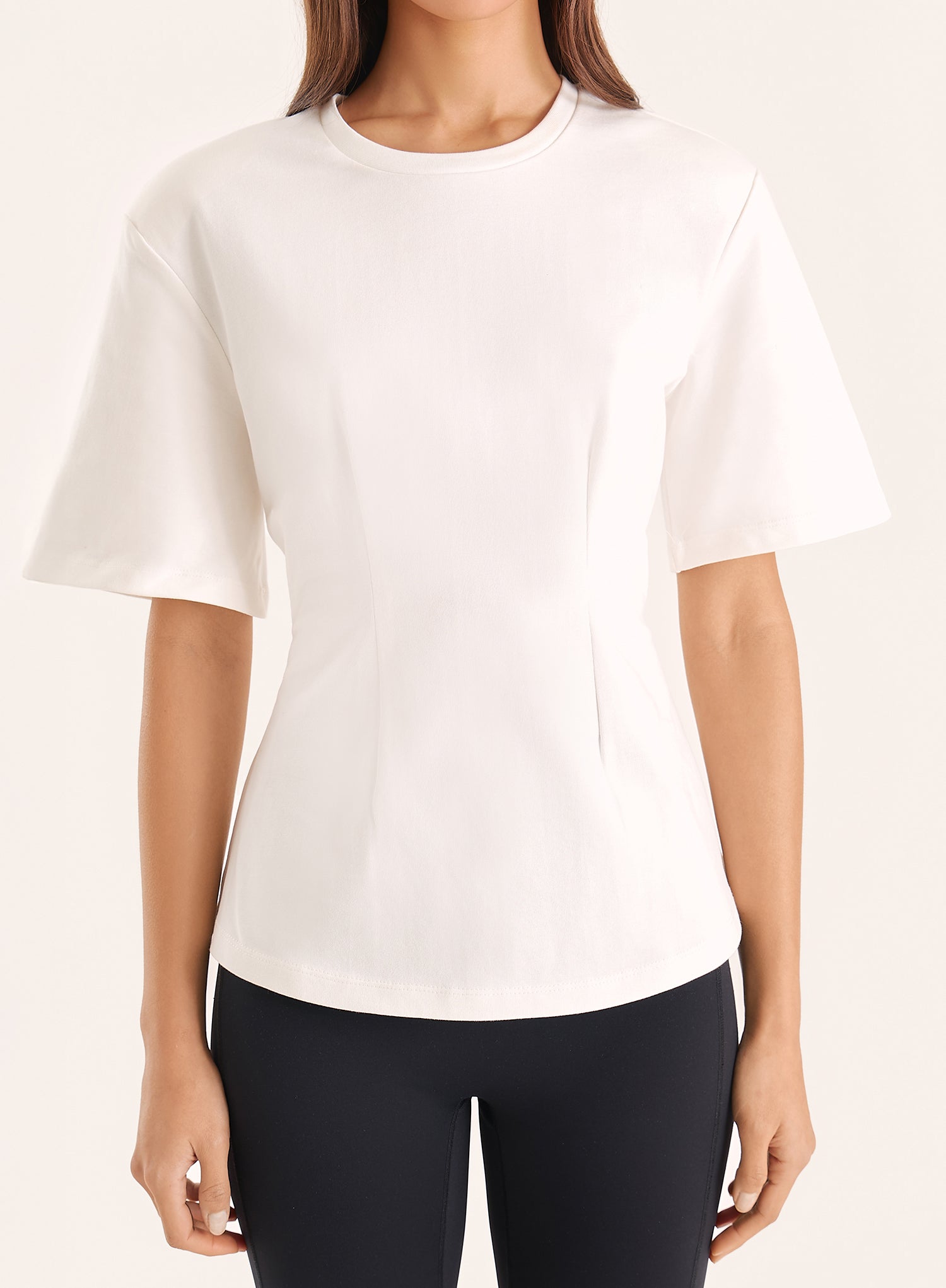 White Shoulder Pad Peplum T-Shirt